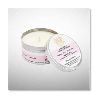 Psychic Sisters Tin Candle - Love Detox Hidden Crystal Candle