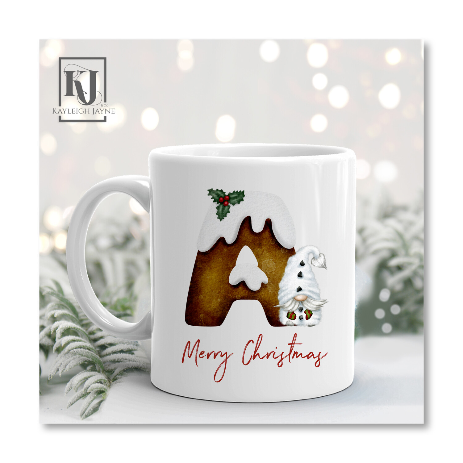 Christmas Pudding Initial Gonk Mug