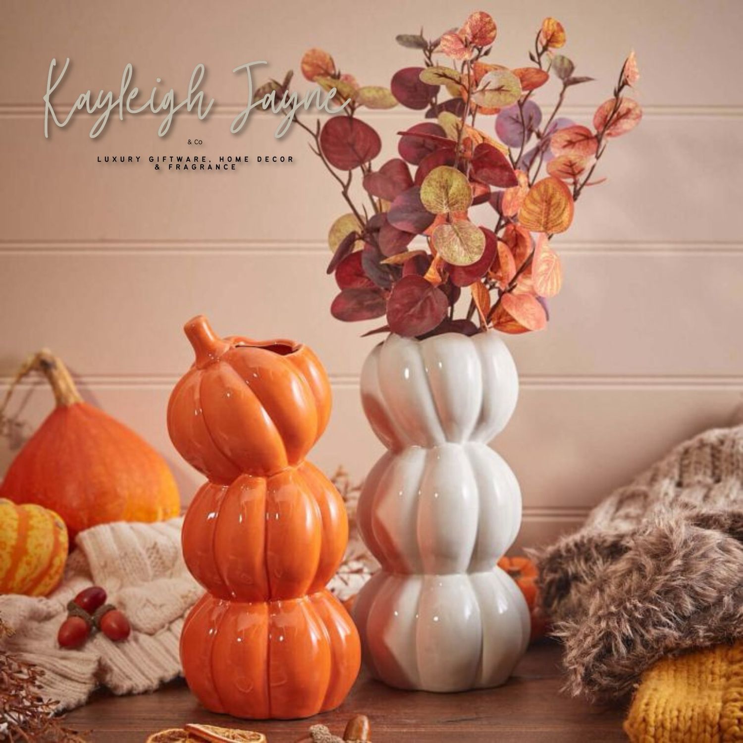 Autumn Pumpkin Stack Vase
