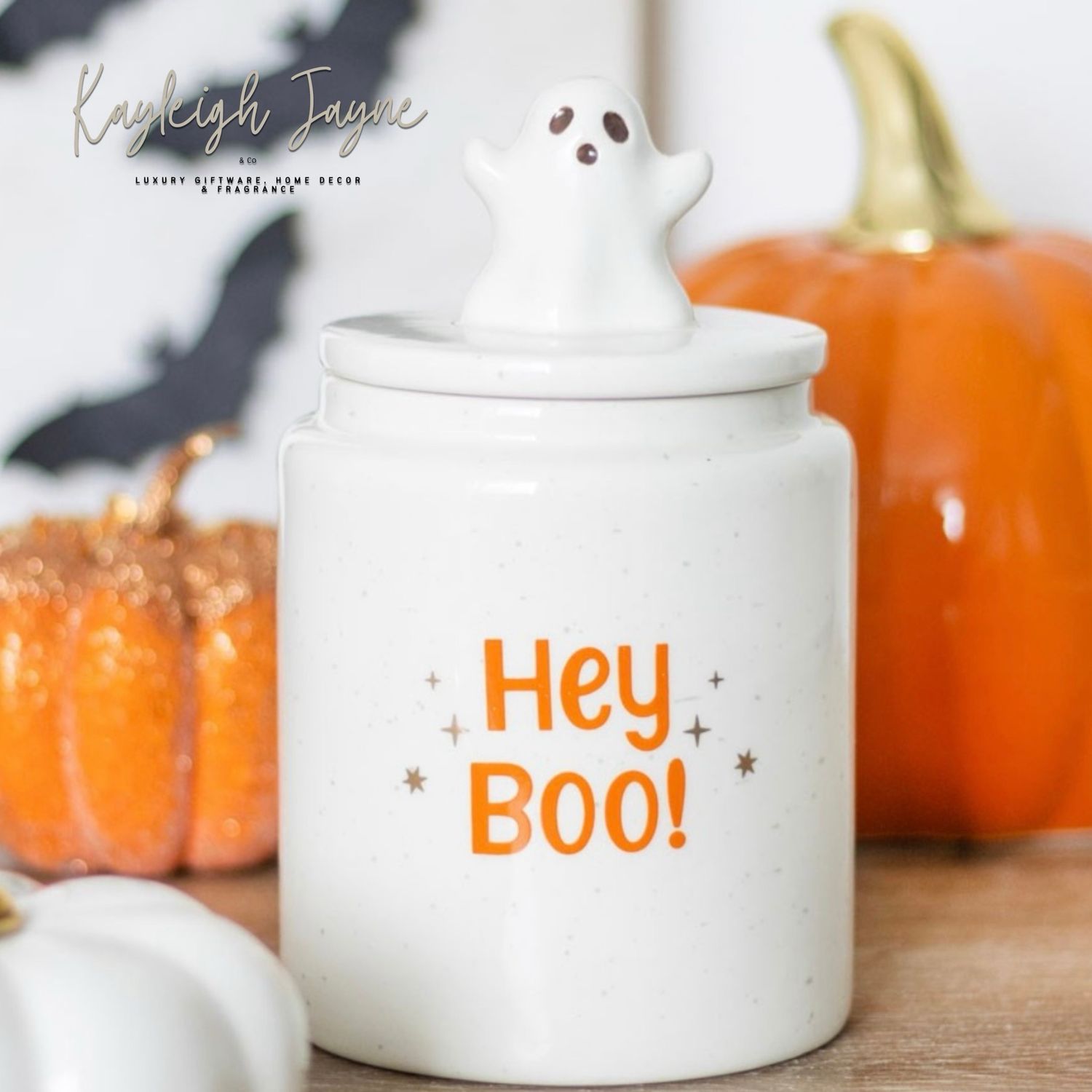 Spooky Cute Ghost Hey Boo Jar