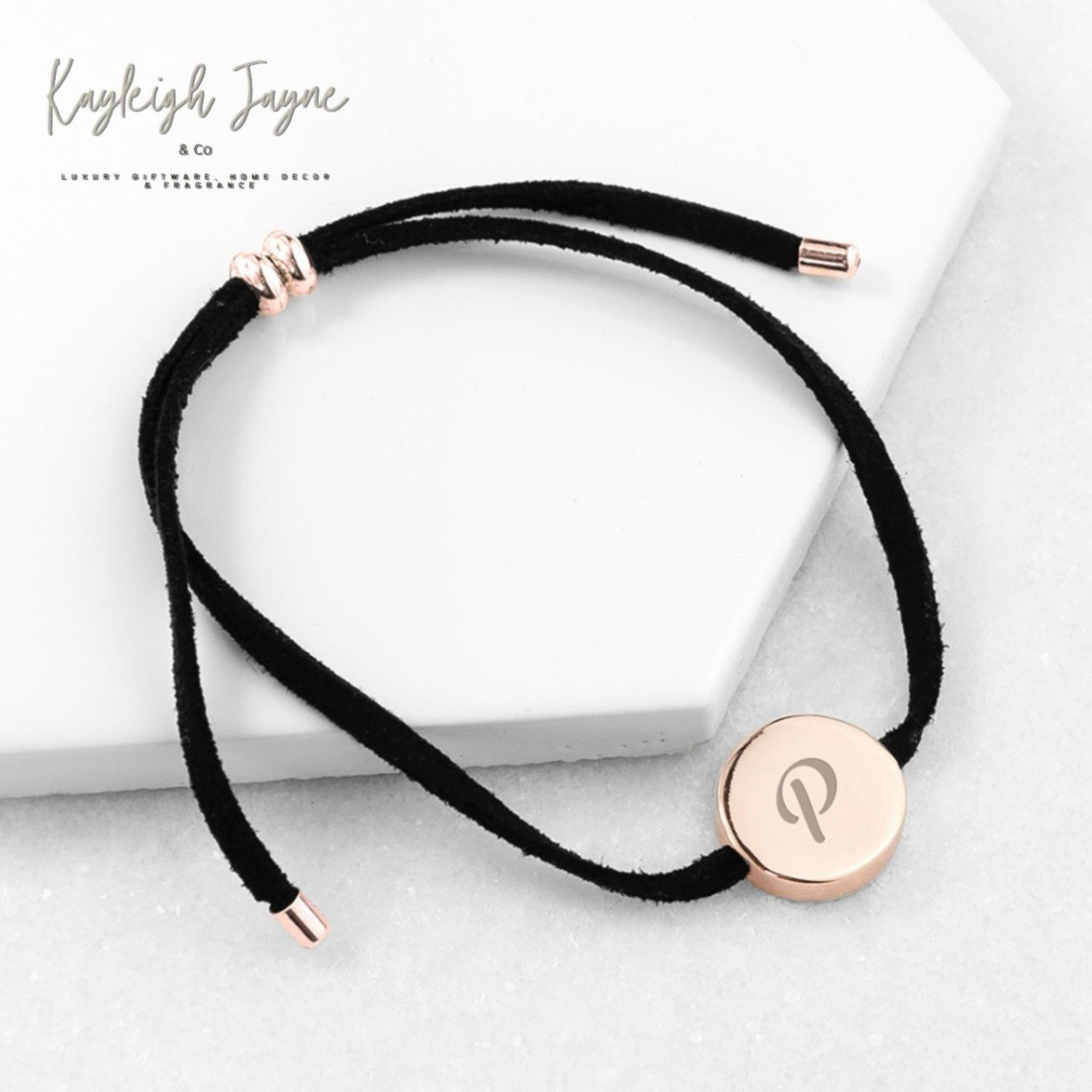 Always With You Initial Black Personalised Bracelet