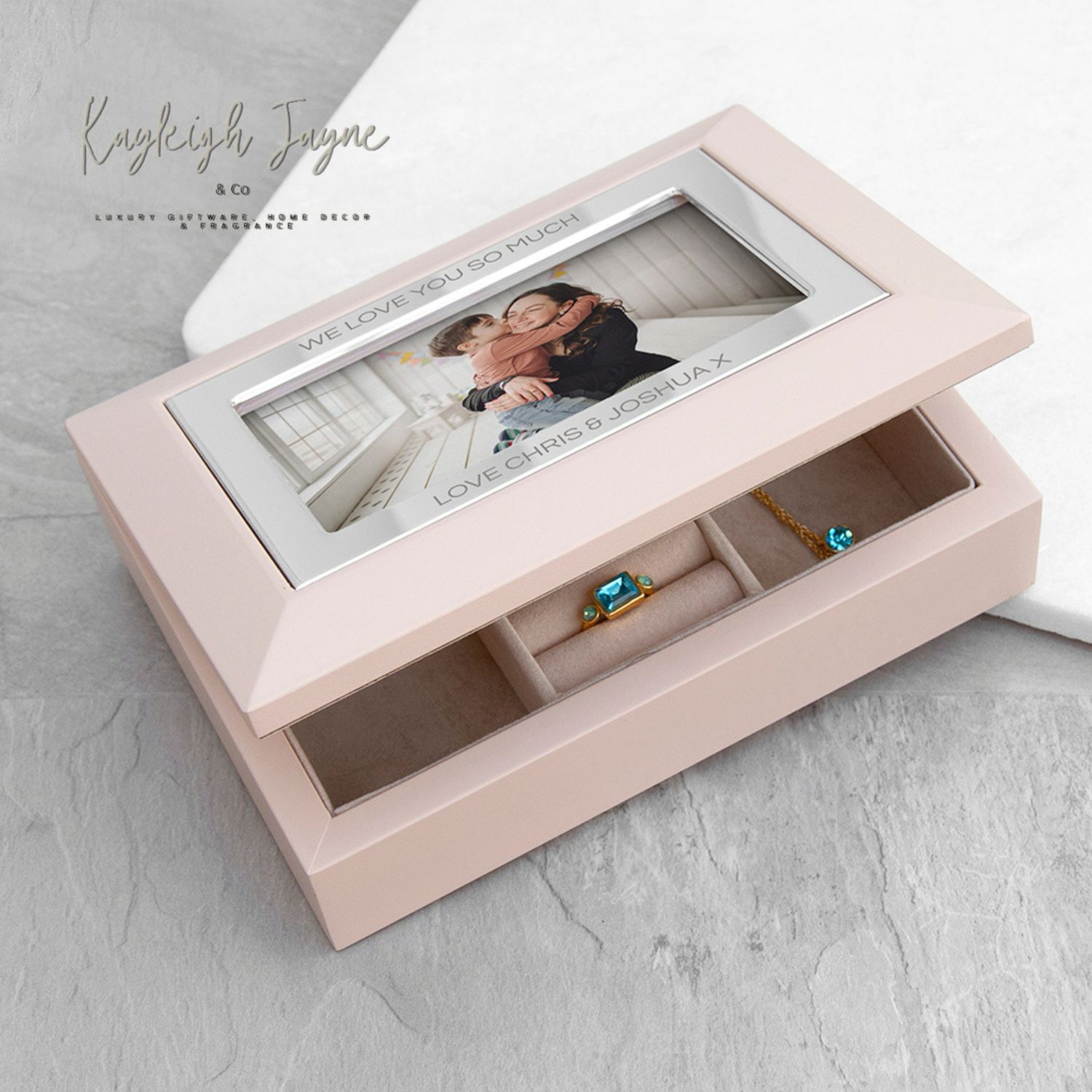 Nude Pink And Silver Personalised Jewellery Box