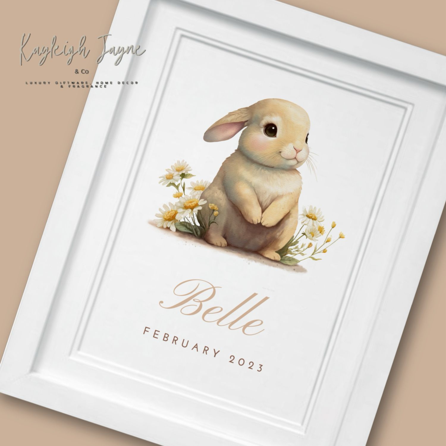 Bespoke Beige Bunny Print - Nursery Decor