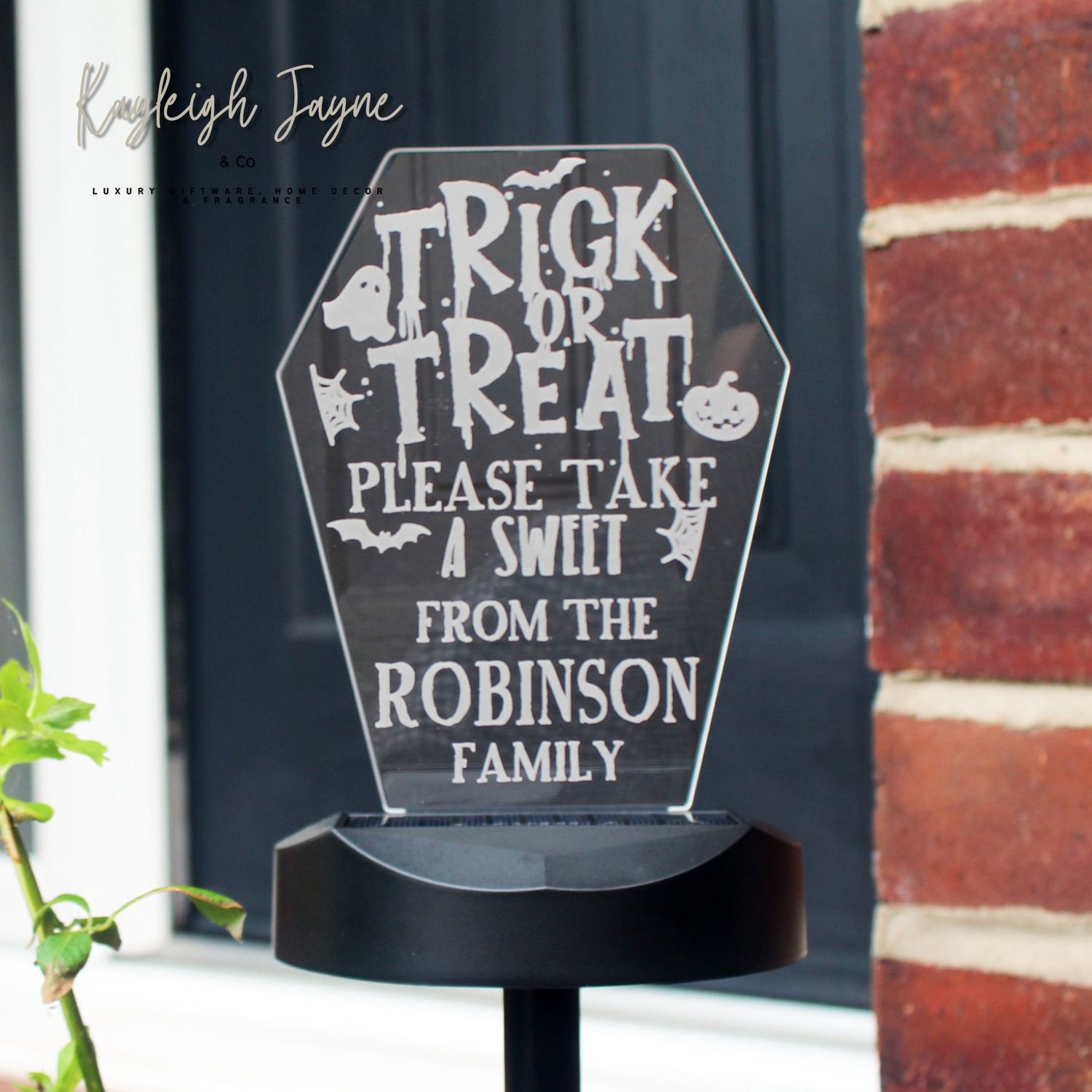 Personalised Solar Halloween Trick Or Treat Light