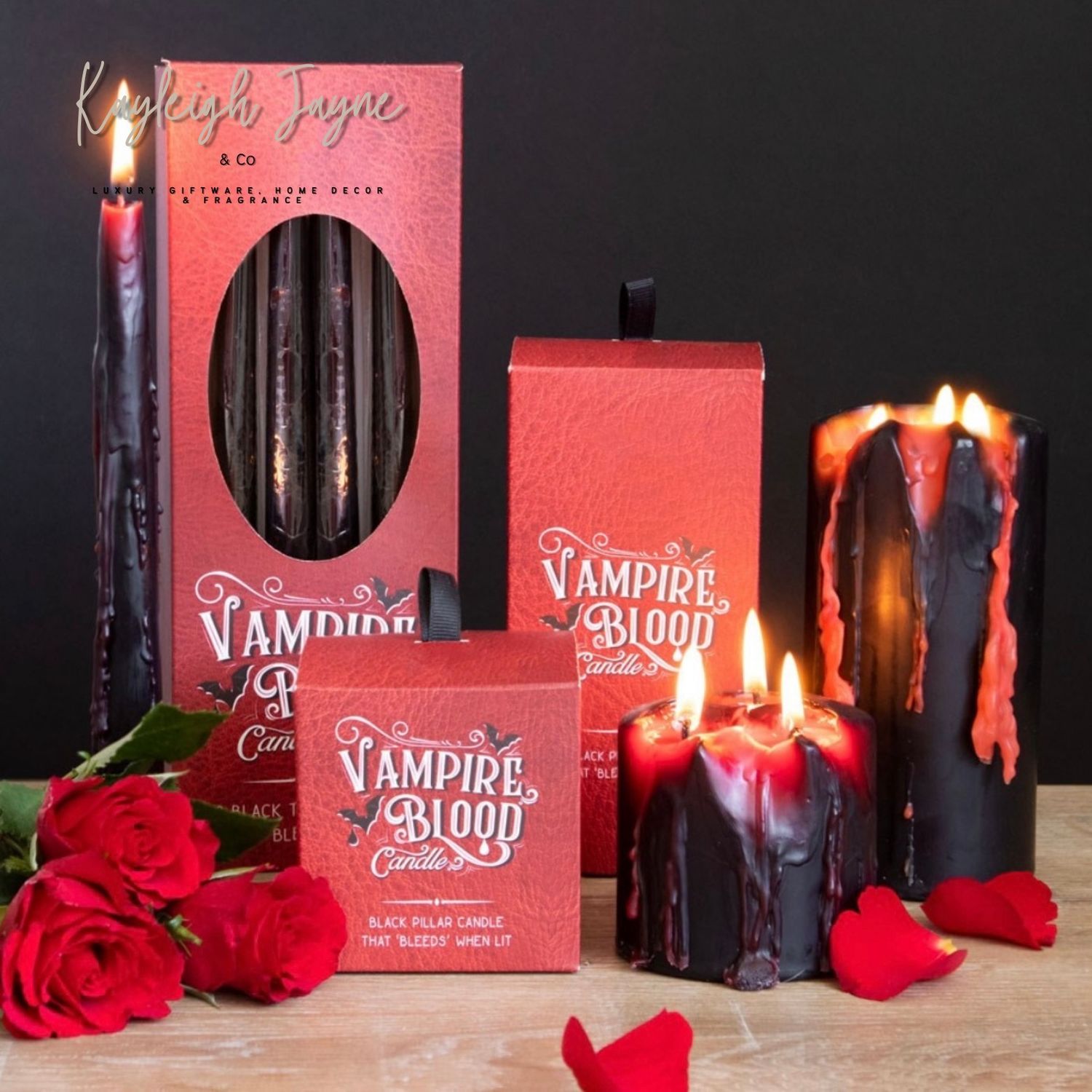 Large Black Vampire Blood Bleeding Candle
