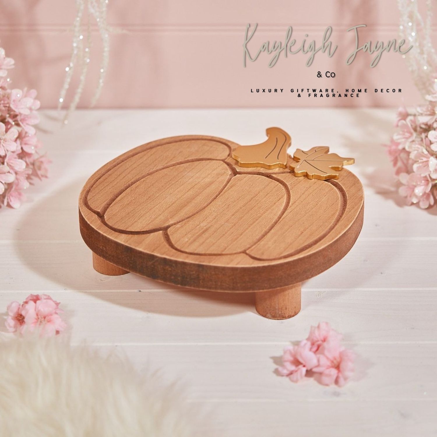 Pumpkin Wooden Styling Plate With Legs