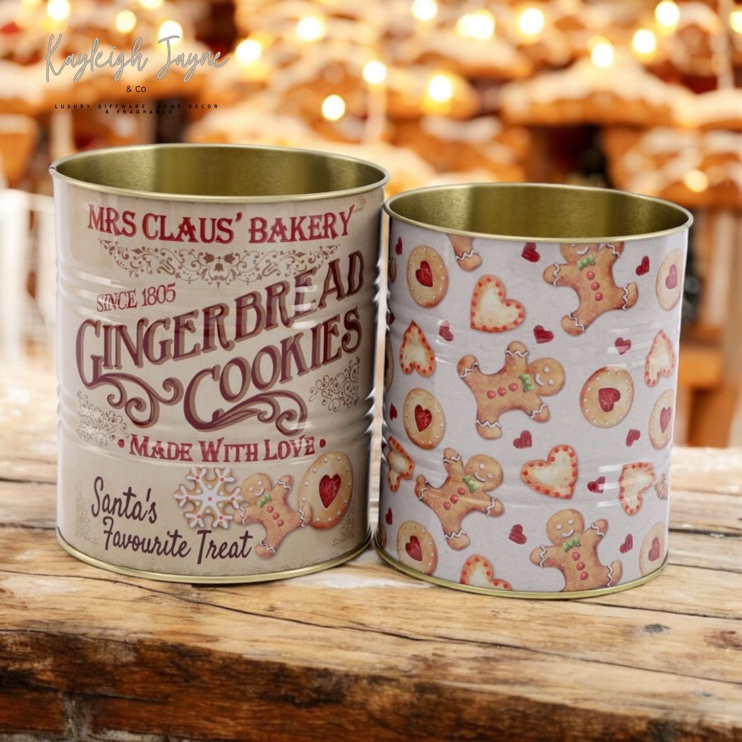 Set Of 2 Gingerbread Bakery Tins