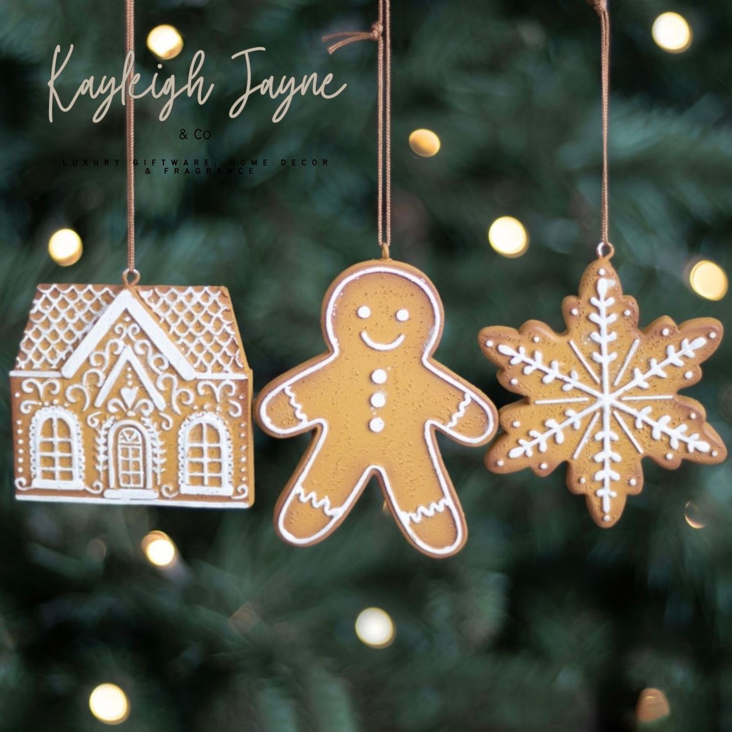 Set Of 3 Gingerbread Tree Decorations