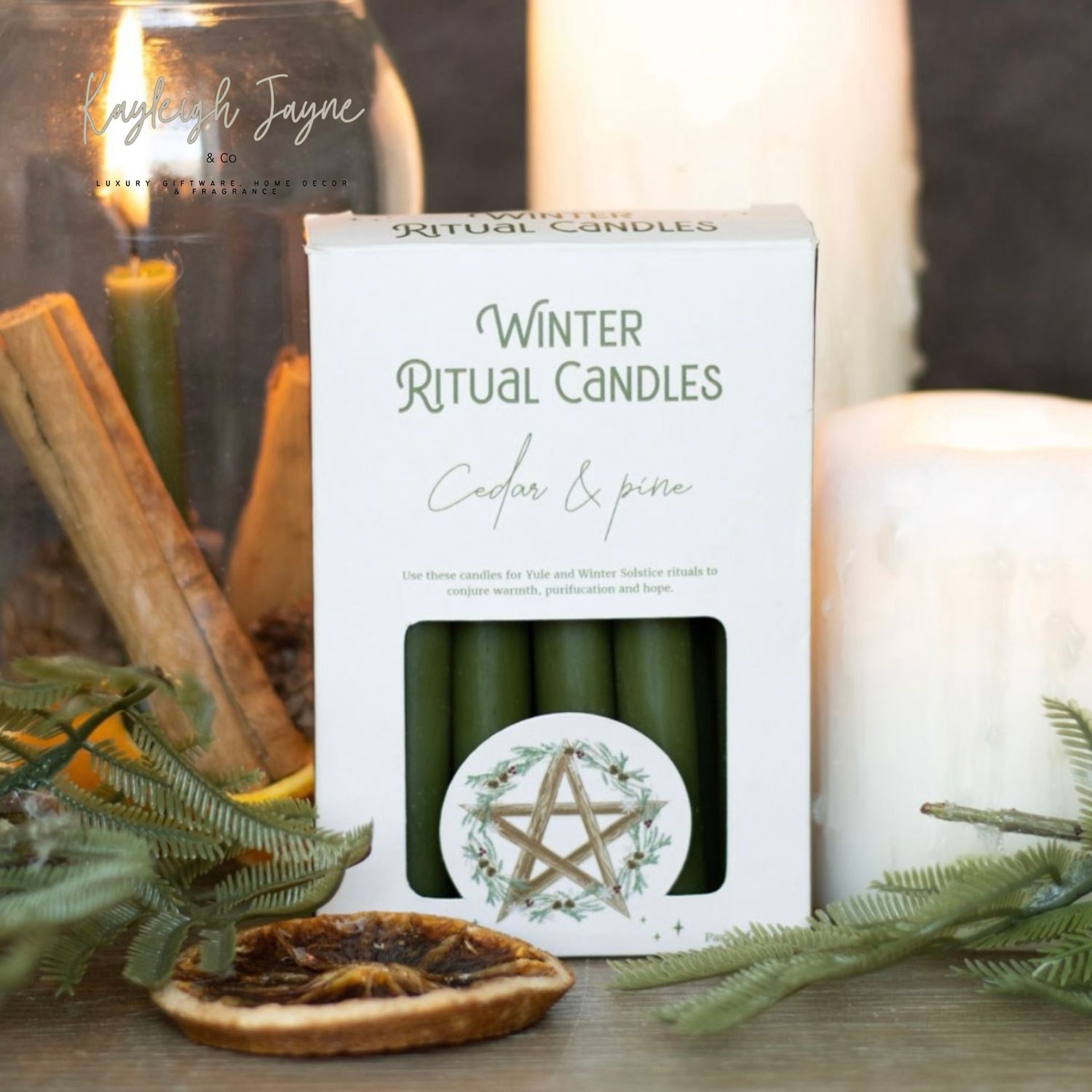 Winter Solstice Ritual Candles - Cedar &amp; Pine