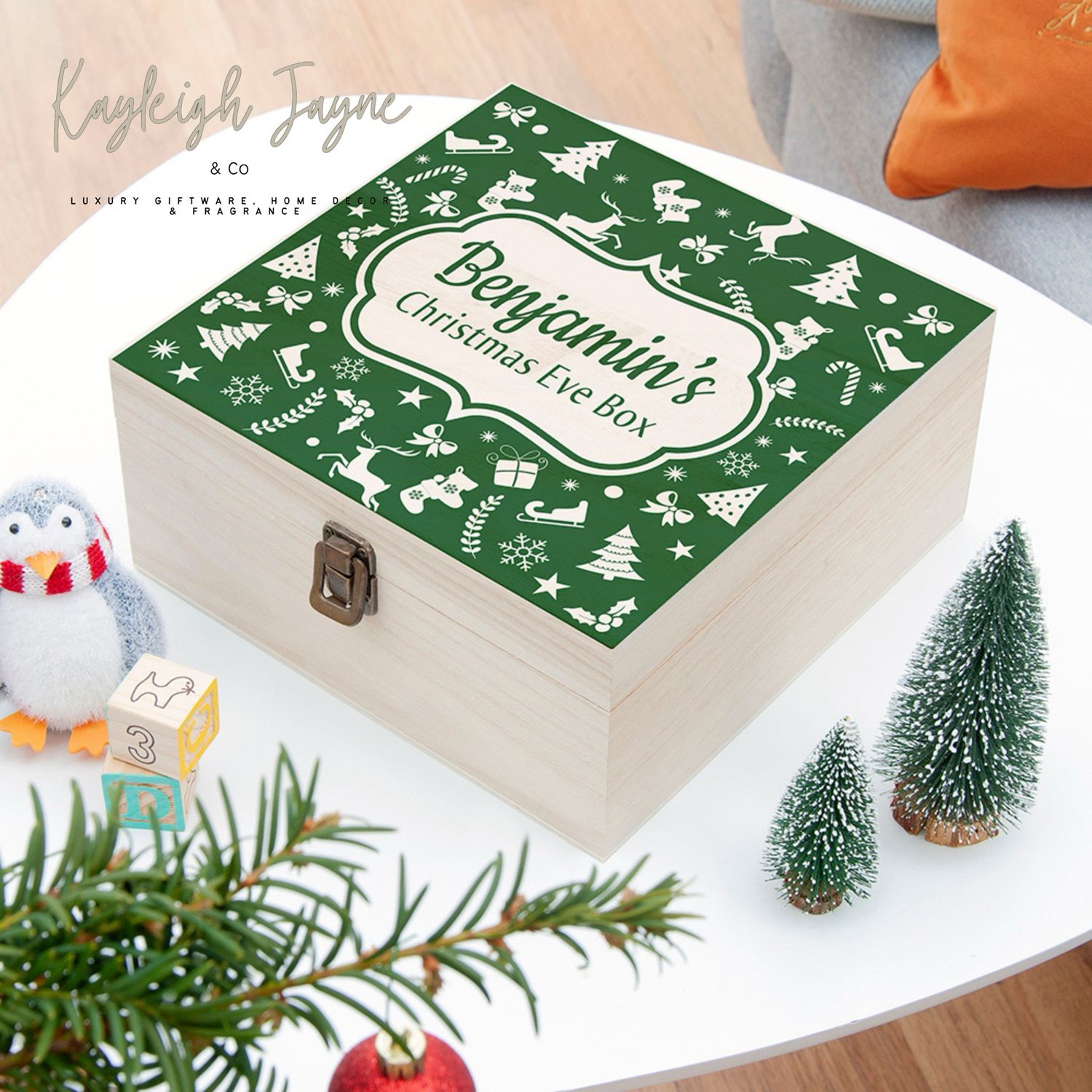 Personalised Festive Pattern Christmas Eve Box