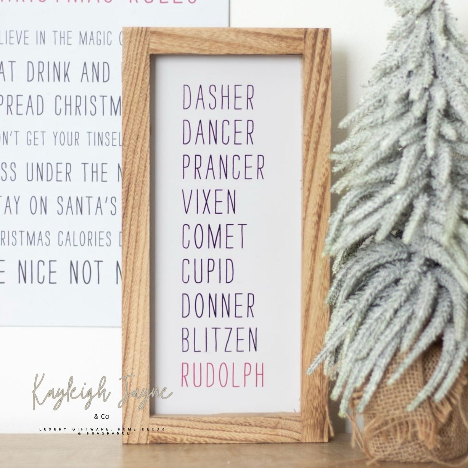 Reindeer Names Wooden Sign