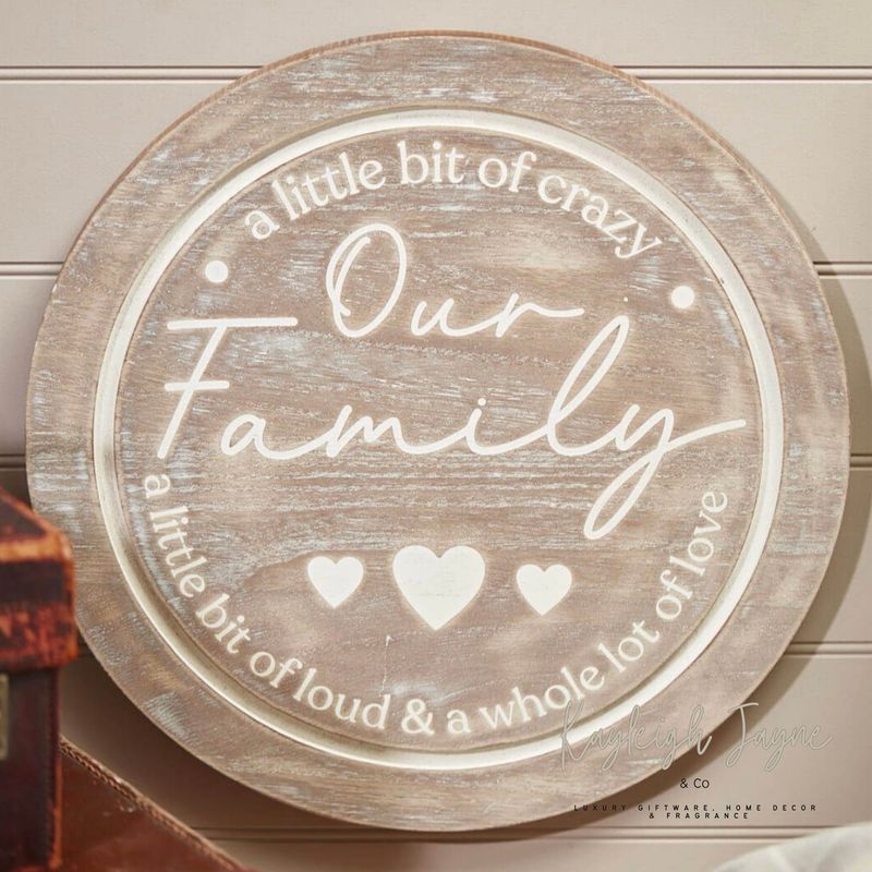 Our Family Round Wooden Plaque
