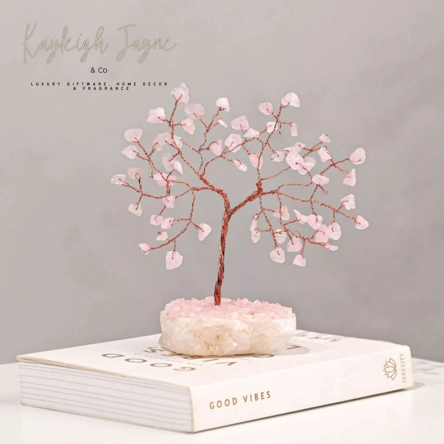Handmade Rose Quarts Gemstone Tree