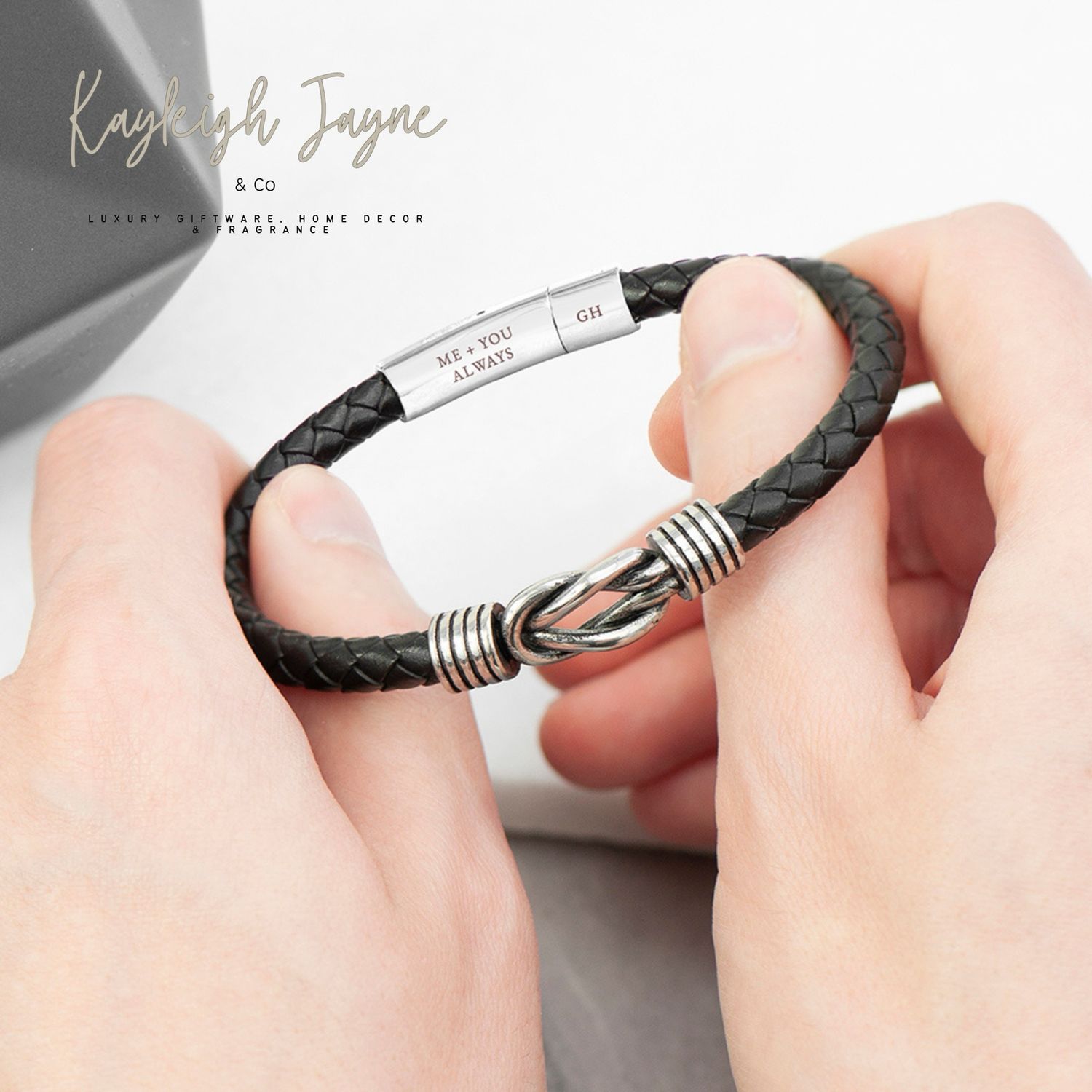 Men’s Leather Personalised Infinity Bracelet