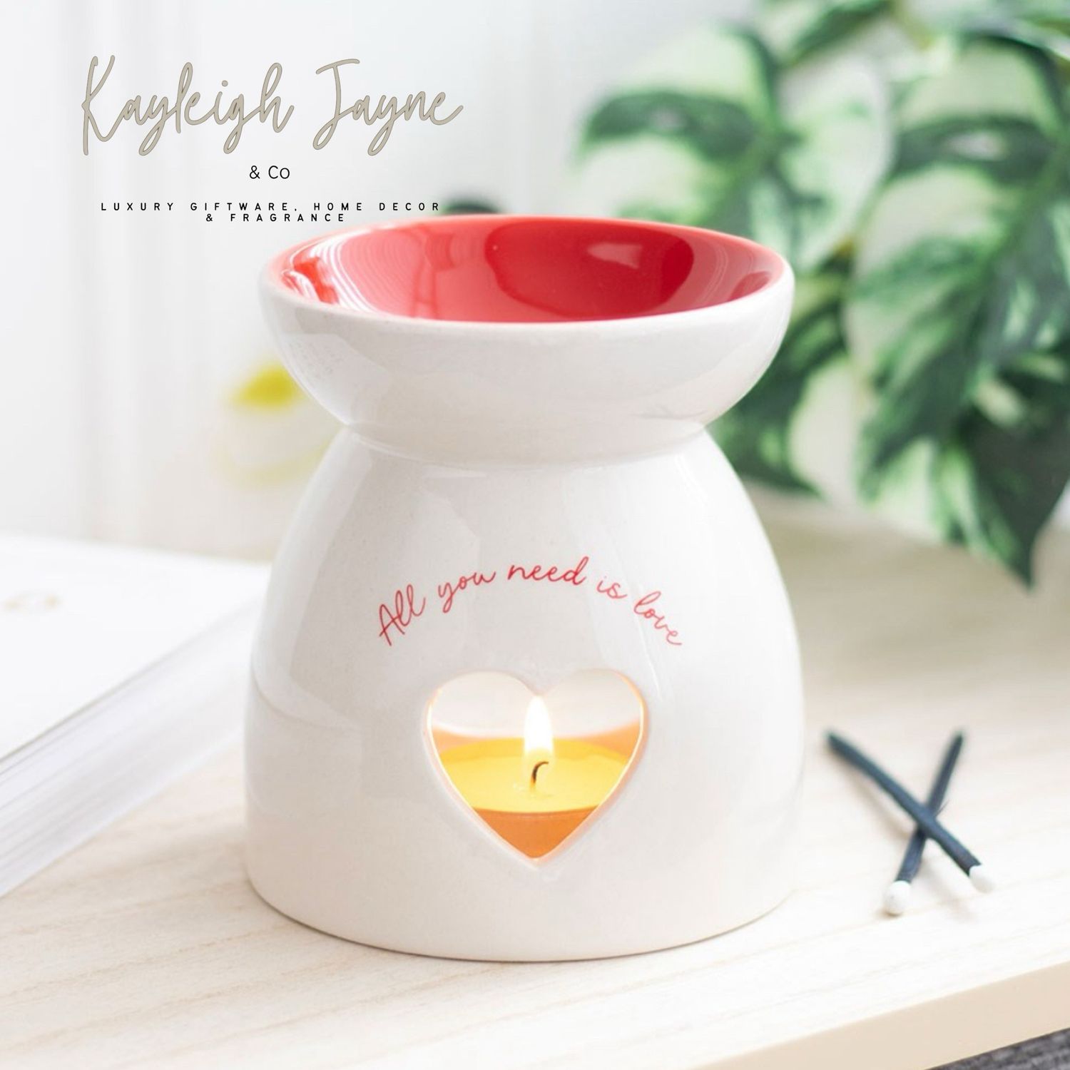Red And White Love Wax/Oil Burner
