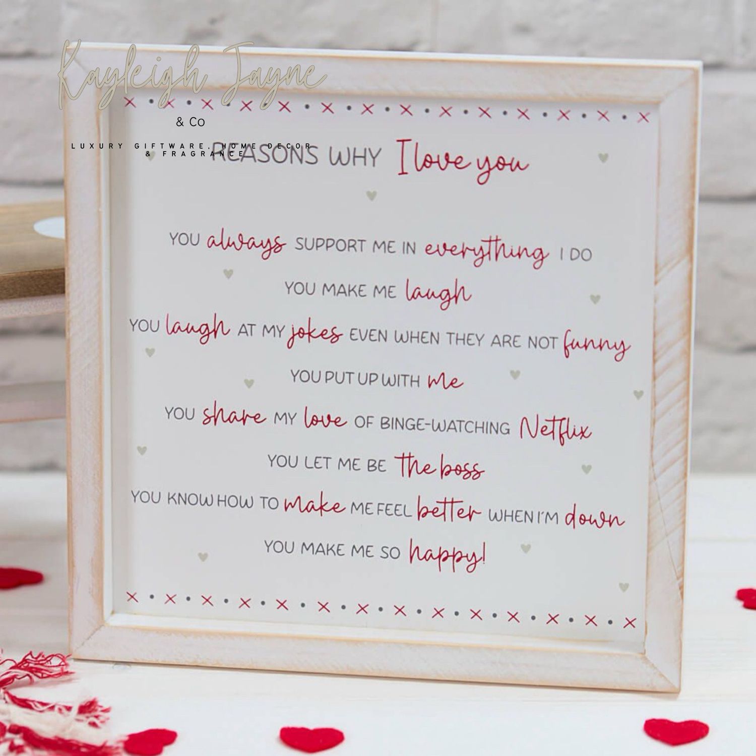 Reasons Why I Love You Framed Plaque