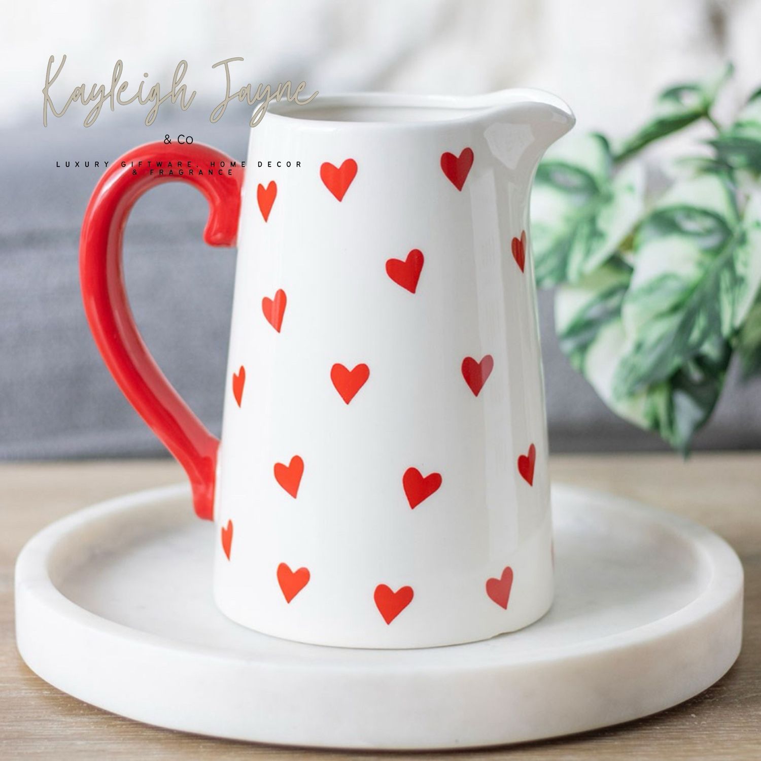 Milk Jug / Flower Vase - Hearts &amp; Valentines