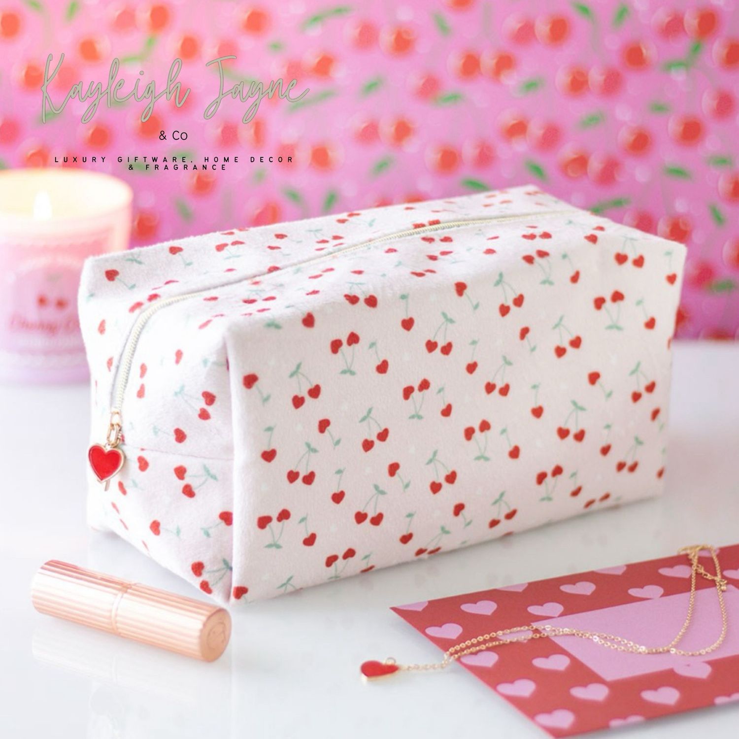 Cherry Print Makeup / toiletries Bag