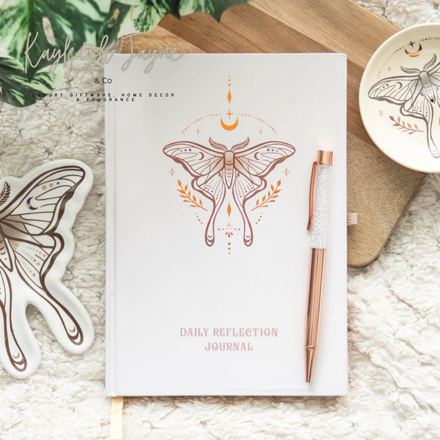 Luna Moth Daily Reflection Journal With Quartz Pen
