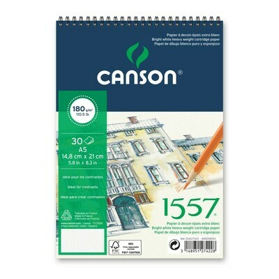 Альбом 1557 Canson на спирали, 180гр/м, малое зерно, A5, 30л Альбом 1557 Canson на спирали, 180гр/м, малое зерно, A5, 30л