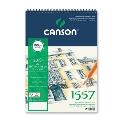 Альбом 1557 Canson на спирали, 180гр/м, малое зерно, A3, 30л Альбом 1557 Canson на спирали, 180гр/м, малое зерно, A3, 30л