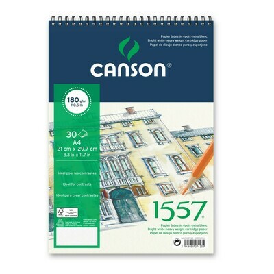 Альбом 1557 Canson на спирали, 180гр/м, малое зерно, A4, 30л Альбом 1557 Canson на спирали, 180гр/м, малое зерно, A4, 30л