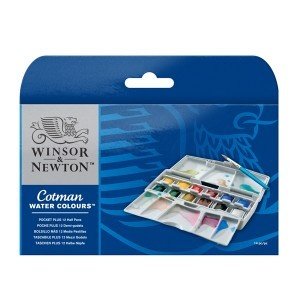 Набор акварельных красок Winsor Cotman Half Pan Studio Set, 12 шт+кисть Набор акварельных красок Winsor Cotman Half Pan Studio Set, 12 шт+кисть