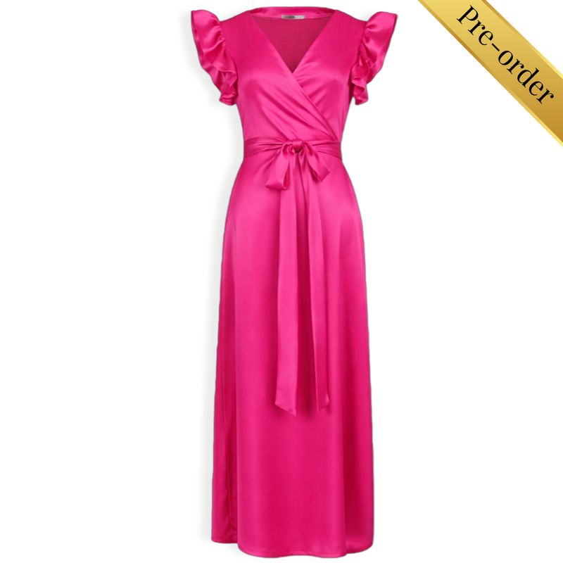 The Flutterby Wrap Dress Satin (Customisable Choose Fabric Colour)