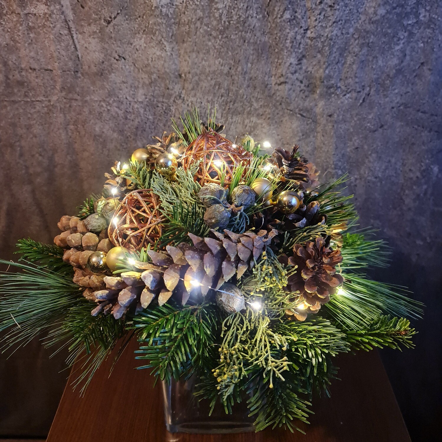 Weihnachtsstrauß Weihnachtsstrauß "Oh Tannenbaum" mit Lichterkette