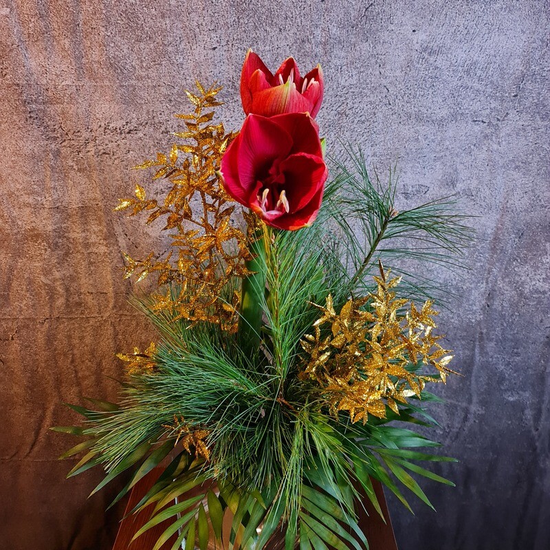 Rote Amaryllis mit Gold Rote Amaryllis mit Gold
