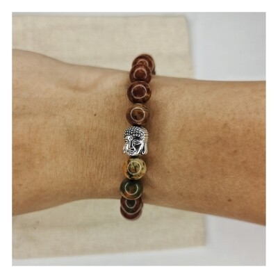 Pulsera Jaspe Picasso Buda 8mm