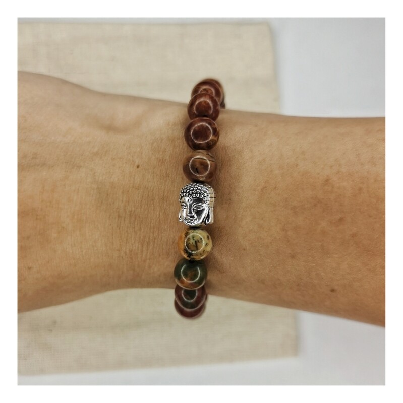 Pulsera Jaspe Picasso Buda 8mm