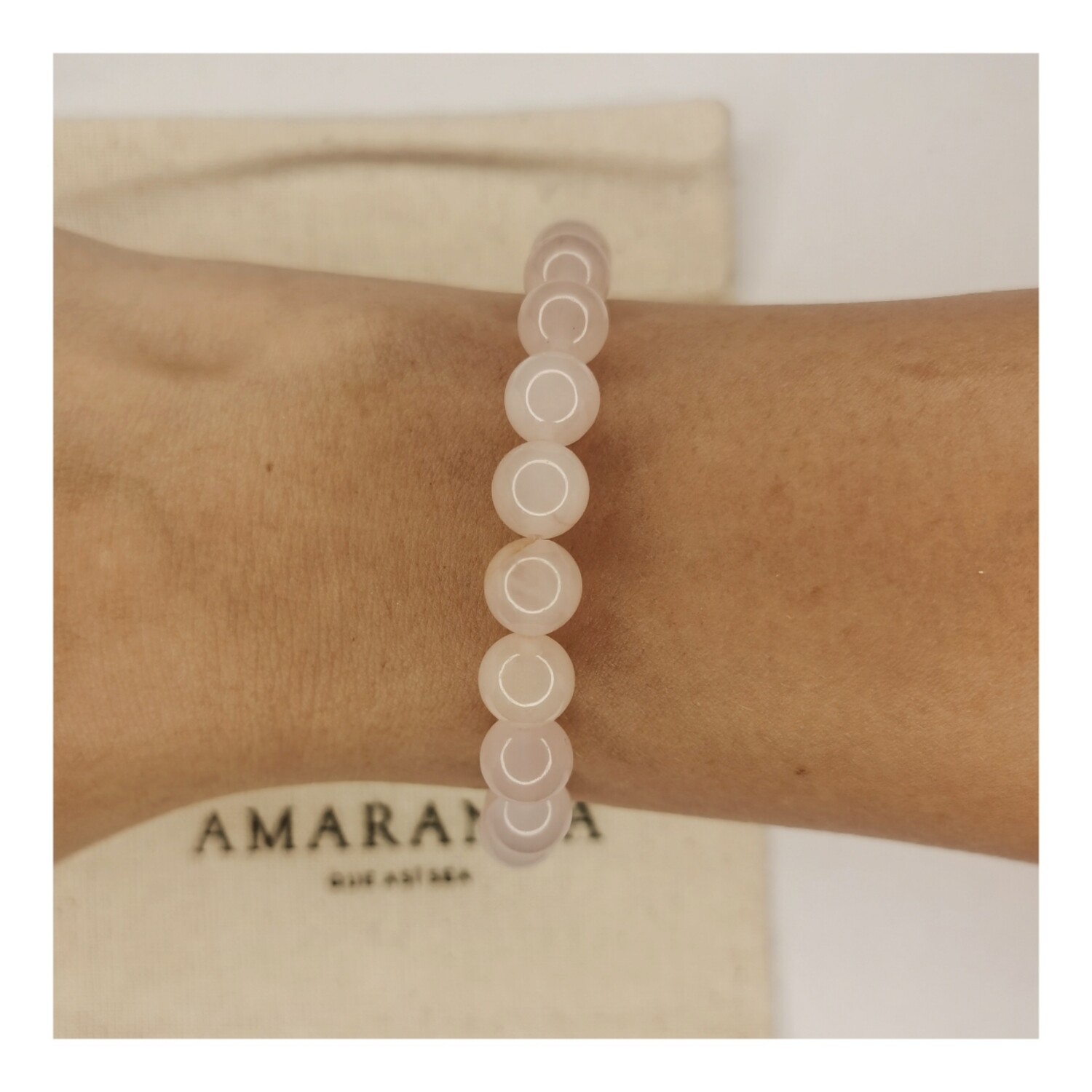 Pulsera de cuarzo rosa 8mm elástica - Amor y paz interior