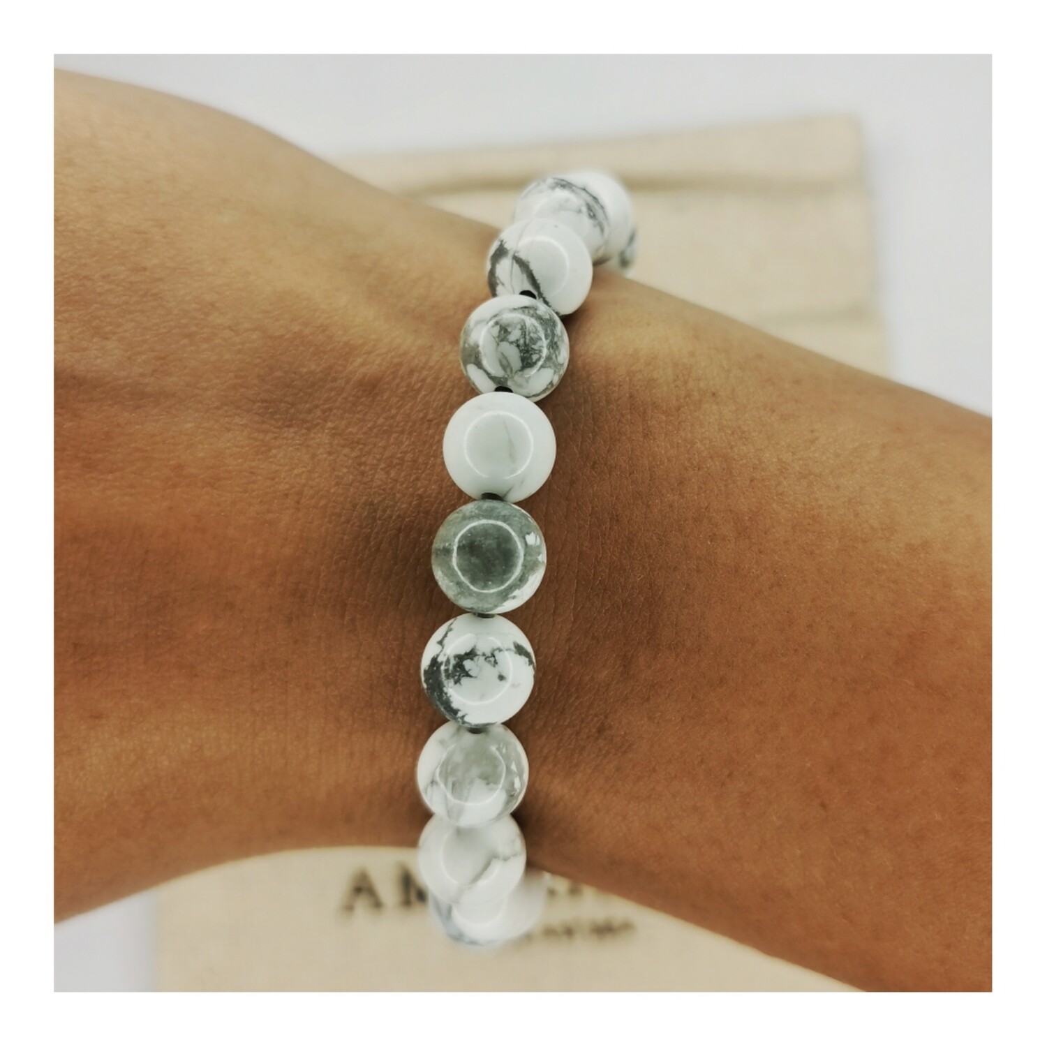 Pulsera de howlita 8mm - Calma mental, sueño profundo y alivio emocional