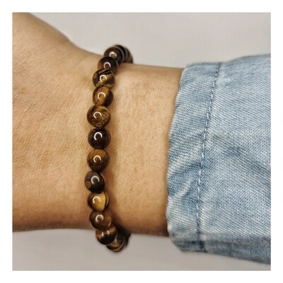 Pulsera de ojo de tigre 6mm - Protección, coraje y fuerza personal
