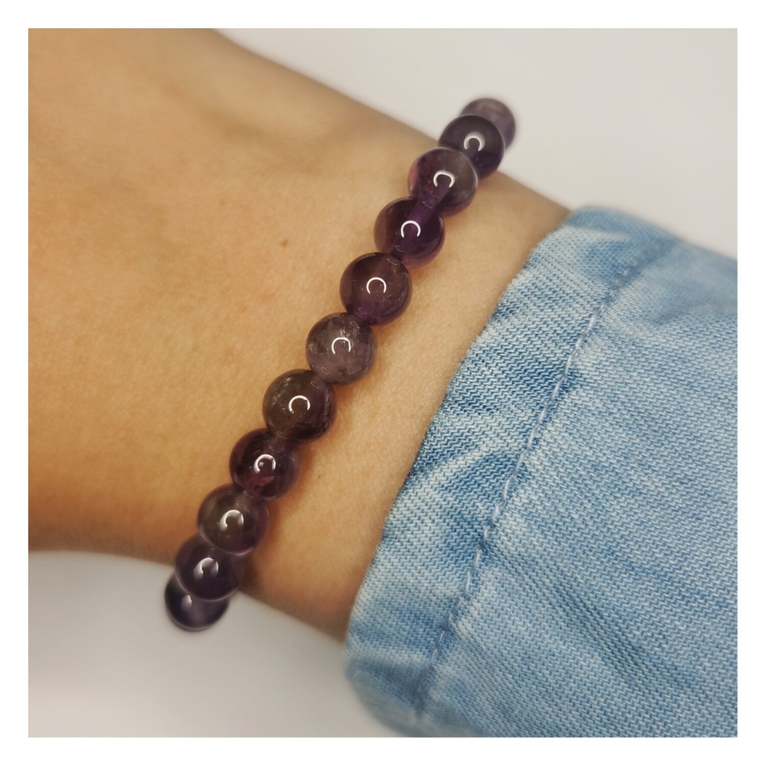 Pulsera de amatista 6mm elástica - Protección y transmutación energética