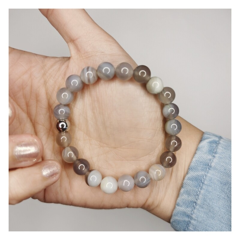 Pulsera Agata Gris 8mm