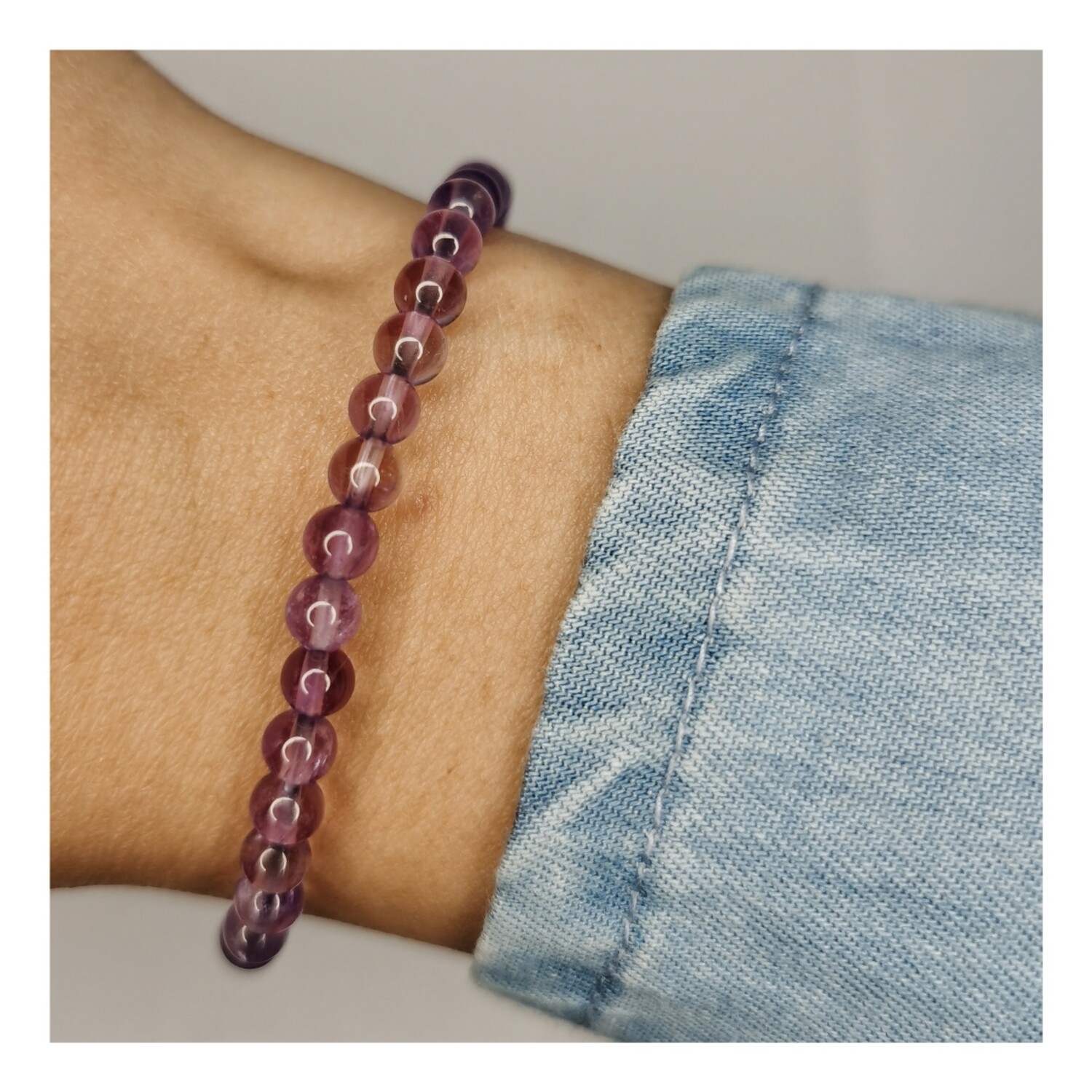 Pulsera de amatista 4mm elástica - Protección y transmutación energética