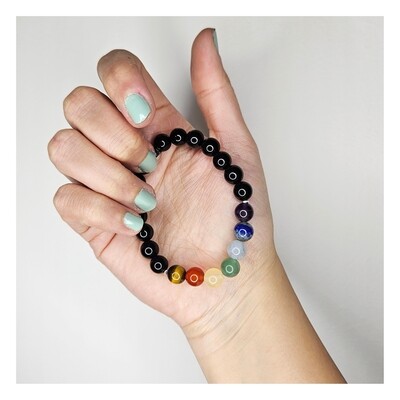 Pulsera 7 chakras onix - Armonización energética completa y alineación interior, protección