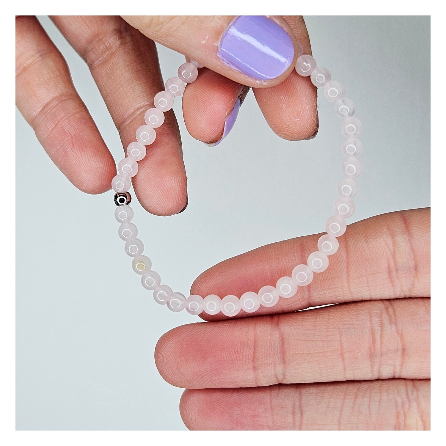 Pulsera de cuarzo rosa 4mm elástica - Amor y paz interior