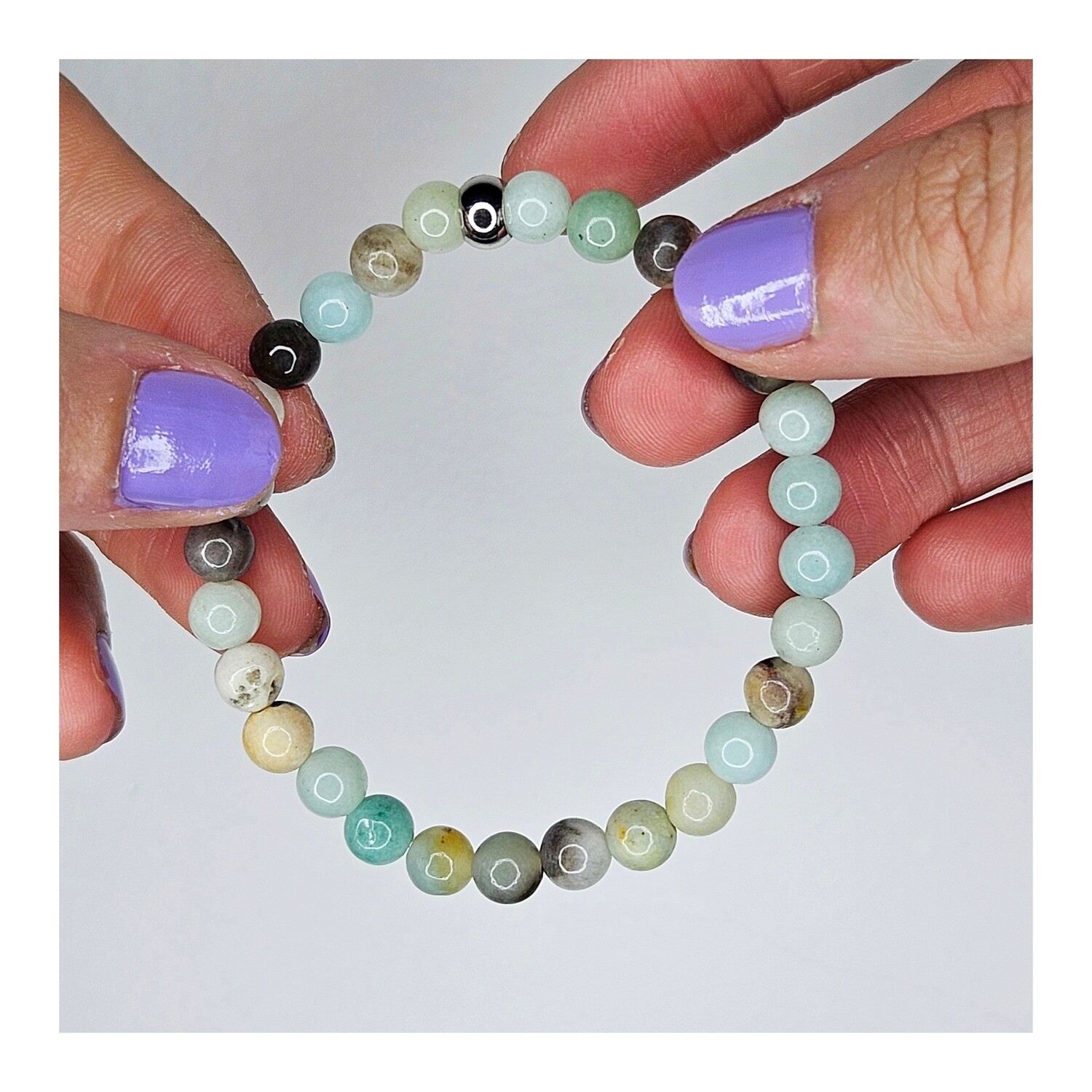 Pulsera de amazonita 6mm elástica - Valentía, fortaleza mental y claridad