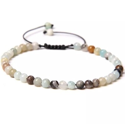 Pulsera de amazonita 4mm ajustable - Valentía, fortaleza mental y claridad