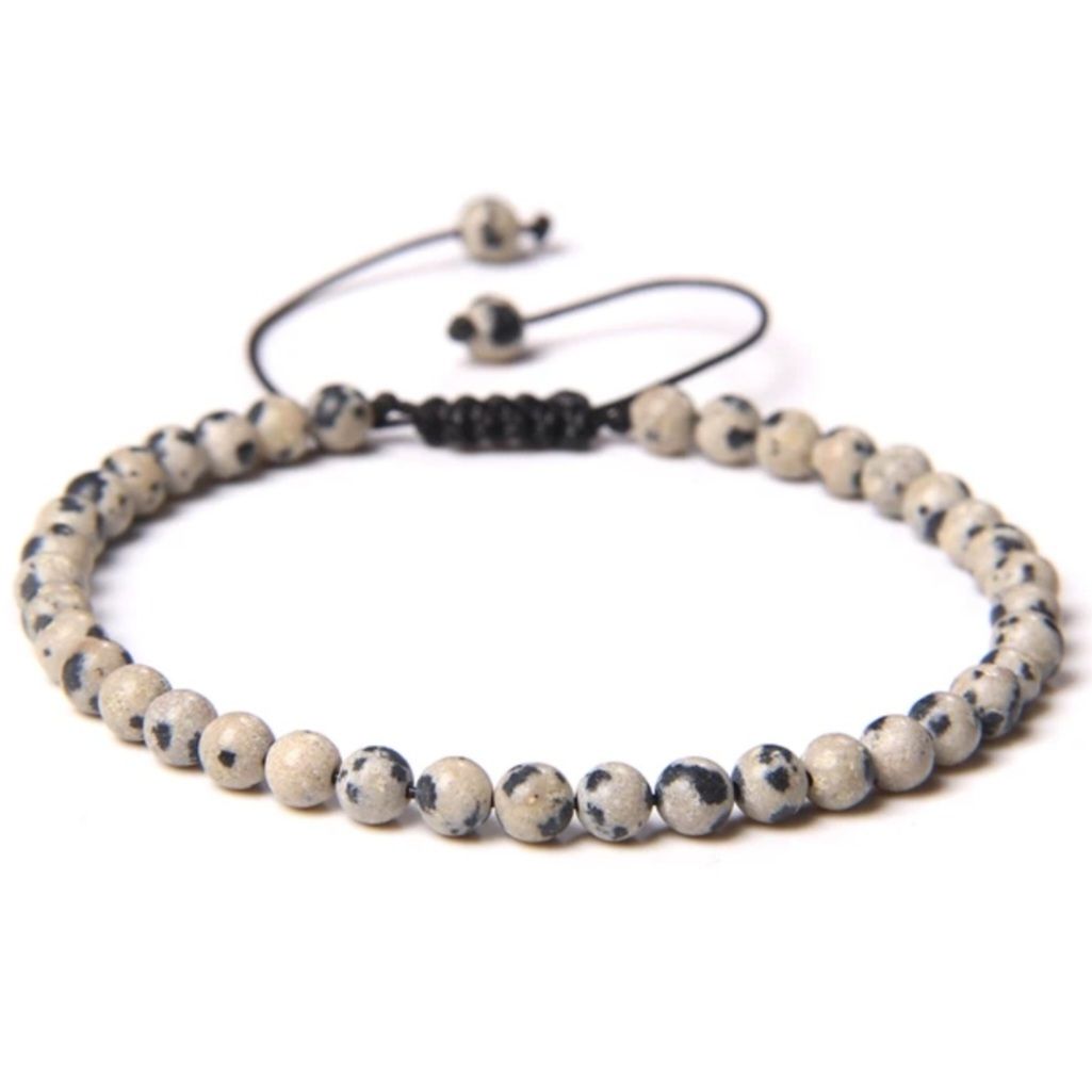 Pulsera de jaspe dálmata 4mm- Alegría, equilibrio emocional y conexión lúdica
