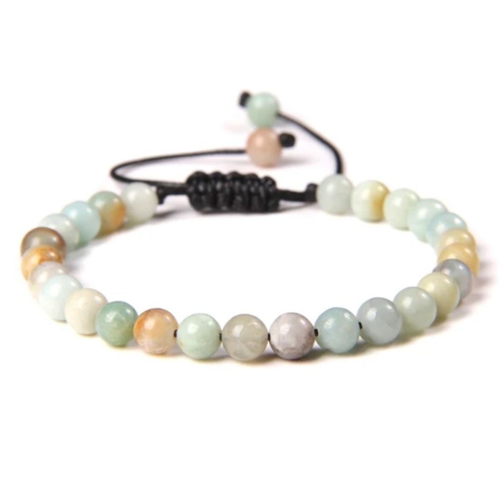 Pulsera de amazonita 6mm ajustable - Valentía, fortaleza mental y claridad