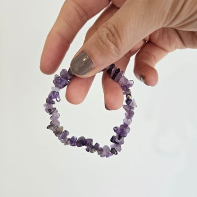 Pulsera de amatista escalla elástica - Protección y transmutación energética