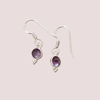 Caravanas Amatista Plata 925
