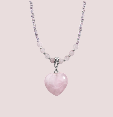 Collar Cuarzo Rosa Corazón