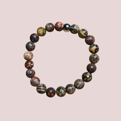 Pulsera de leopardita 8mm - Fuerza interior, intuición y confianza personal