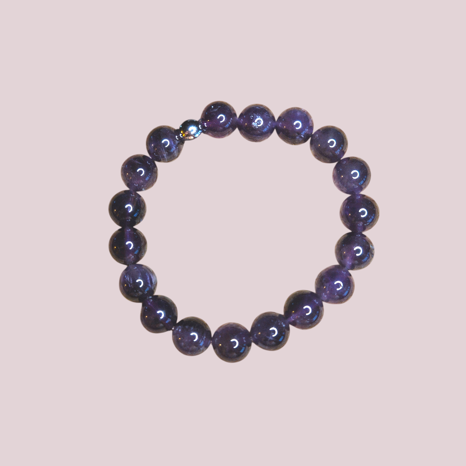 Pulsera de amatista 10mm elástica - Protección y transmutación energética