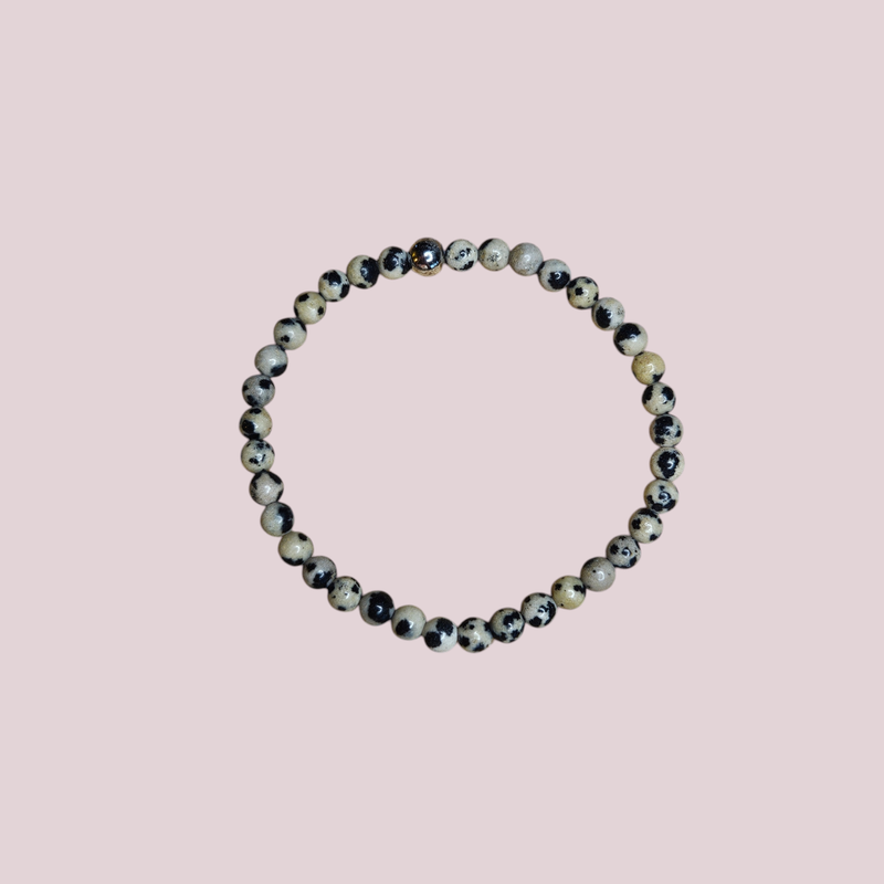 Pulsera de jaspe dálmata 4mm- Alegría, equilibrio emocional y conexión lúdica